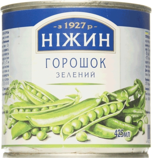 Горошок Ніжин зелений консервований 400г ж/б - 1