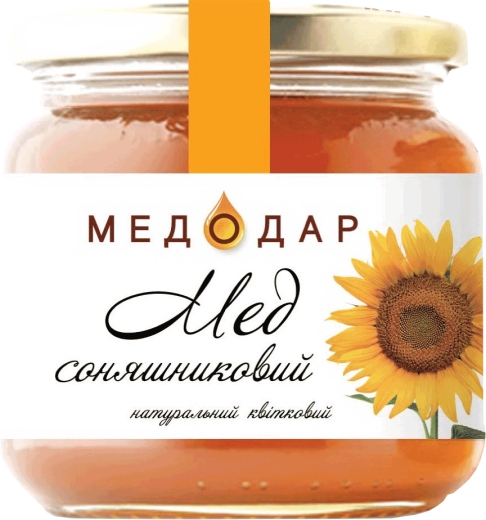 Мед квітковий соняшник Медодар 250 г скло - 1