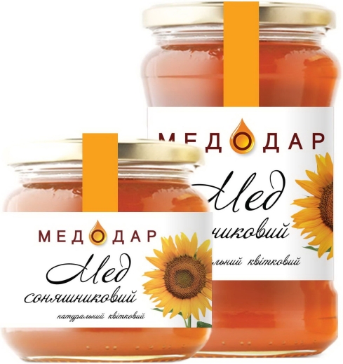 Мед квітковий соняшник Медодар 400 г скло - 1