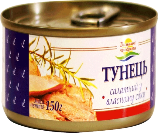 Тунець салатний у власному соку консервований Домашні продукти 150 г ж/б ключ - 1