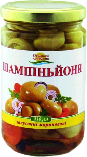 Печериці мариновані закусочні цілі Домашні продукти 314 г скло - 1