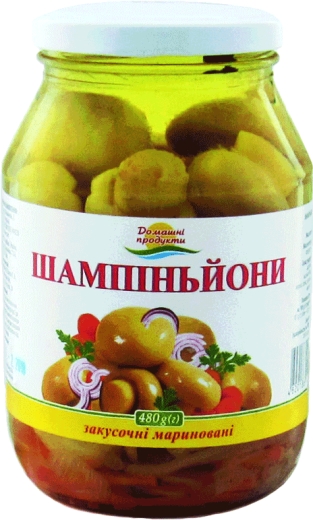 Печериці мариновані закусочні цілі Домашні продукти 480 г скло - 1