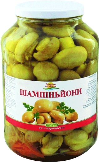 Печериці мариновані цілі Домашні продукти 1500 г скло - 1