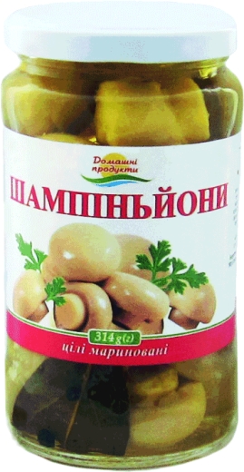 Печериці мариновані цілі Домашні продукти 314 г скло - 1