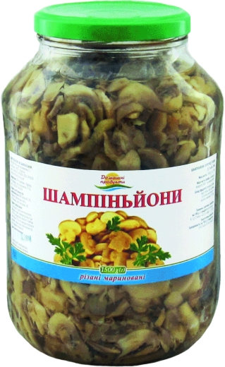 Печериці різані стерилізовані Домашні продукти 1500 г скло - 1