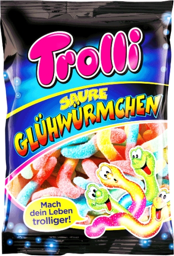 Цукерки Trolli Кислі Світлячки Saure Gluhwurmchen жувальні 50 г - 1