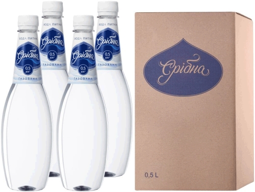Вода питьевая газированная Срибна 0,5 л ПЭТ - 1