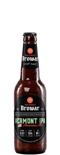 Пиво Волинський Бровар Vermont Ipa Ель 15,0 % American Ale Beer 5,9 % glass (скло) 0,35 l (л) - 2