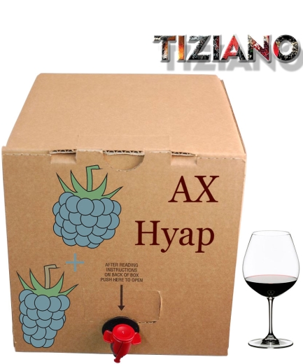 Вино столове Tiziano АХ Наур Червоне напівсолодке ожина і малина Тіціано Red Semi-Sweet Wine 10 л бегінбокс в картоні - 1