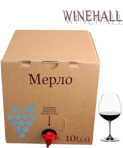 Вино столовое Красное WineHall Мерло сухое Dry Wine Merlot 10 BiB 10 L(л) - 1