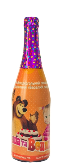 Шампанське дитяче Веселий Сюрприз Маша та Ведмідь напій соковий безалкогольний сильногазований Роял Фрут Золотоноша 0,75 л скло - 1