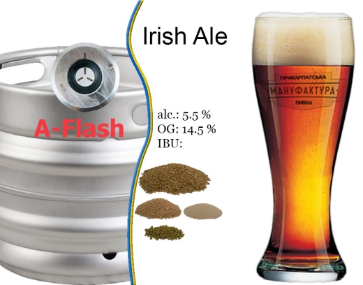 Пиво Прикарпатська ПМ Irish Ale 14,5 % Червоний Ель нефільтроване розливне 5,5 % кега 30 л - 1