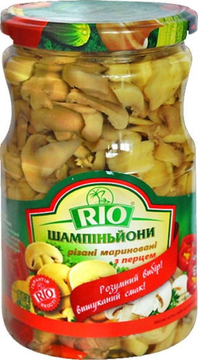 Печериці RIO різані мариновані з перцем 690 г скло - 1
