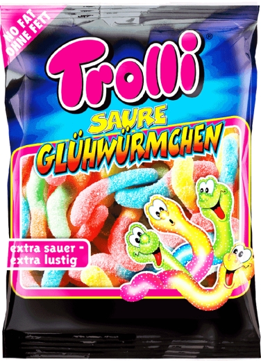 Цукерки Trolli Кислі Світлячки Saure Gluhwurmchen жувальні 100 г - 1
