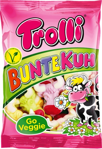 Цукерки Trolli Кольорові Корівки Bunte Kuh жувальні 175 г - 1