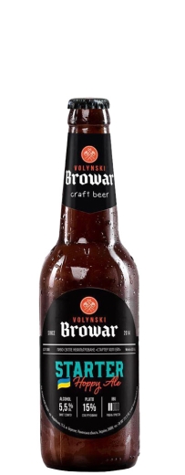 Пиво Волинський Бровар Starter Ель 15,0 % Hoppy Ale Beer 5,5 % glass (скло) 0,35 l (л) - 1