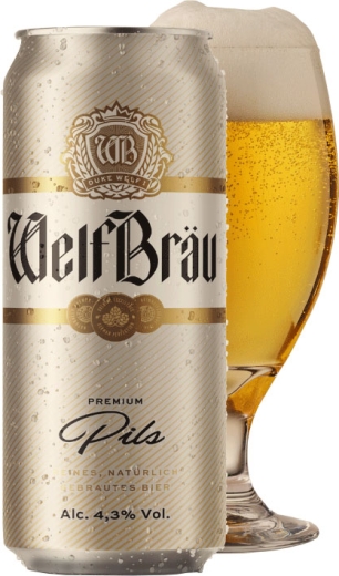 Пиво WelfBrau Premium Pils Світле Преміальне двосолодове ВелфБрау alc. 4,3 % can (ж/б) 0,5 L (л) - 2