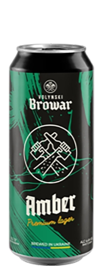 Пиво Волинський Бровар Amber Преміум 12,0 % Premium Lager 4,4 % can (ж/б) 0,5 l (л) - 1