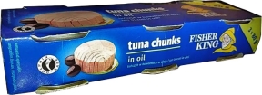 Тунець Fisher King шматочками в оліі 3x80 г метал. ключ Тунець Fisher King шматочками в оліі 3x80 г метал. ключ