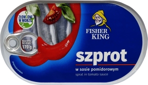 Шпроти Fisher King в томатному соусі 170 г метал. ключ Шпроти Fisher King в томатному соусі 170 г метал. ключ
